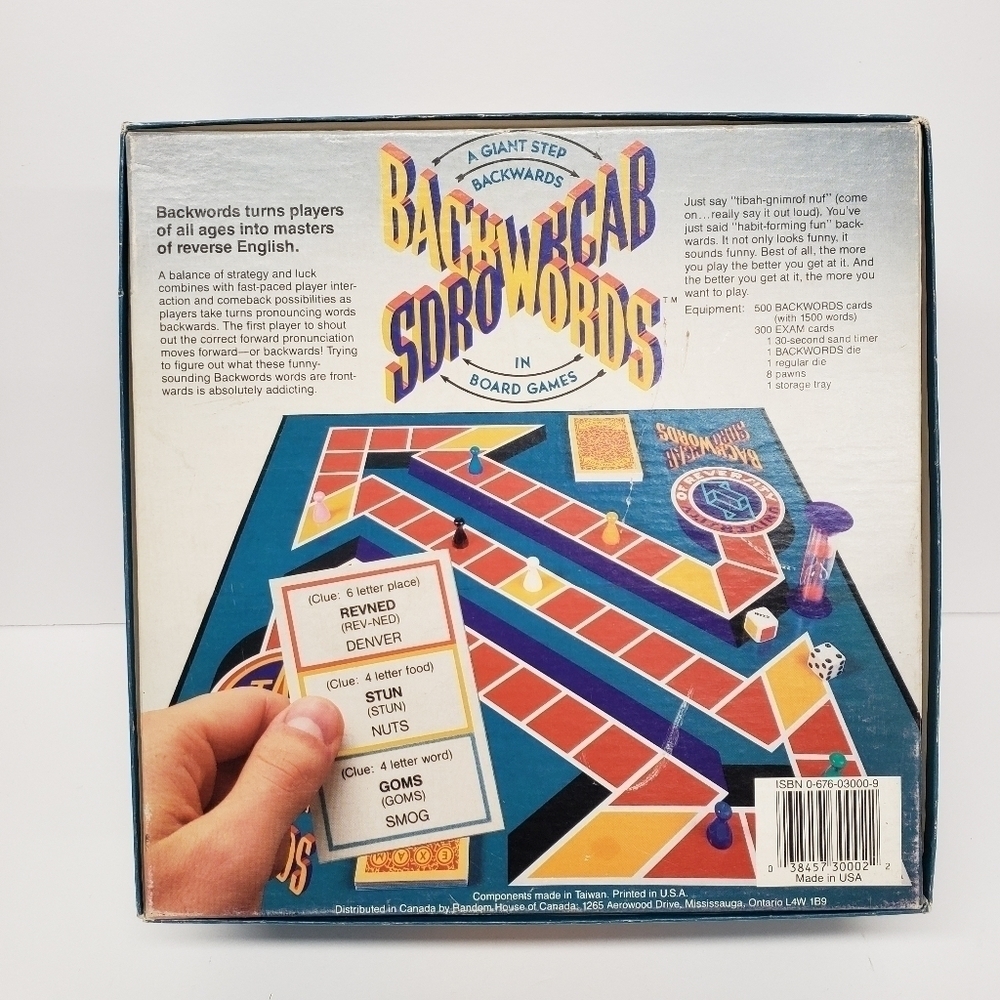 Random House Backwords Words 1988 Vintage Board Game